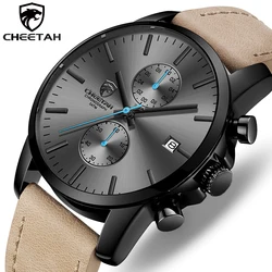 CHEETAH-reloj deportivo de cuarzo para hombre, cronógrafo de cuero, resistente al agua, de negocios, 2021