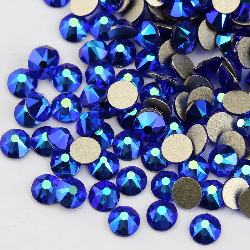 New Cut Sapphire AB Colors Strass stone New Facted (8 big+8 small) SS16 SS20 Nail Art Non hot-fix Rhinestones For cloth