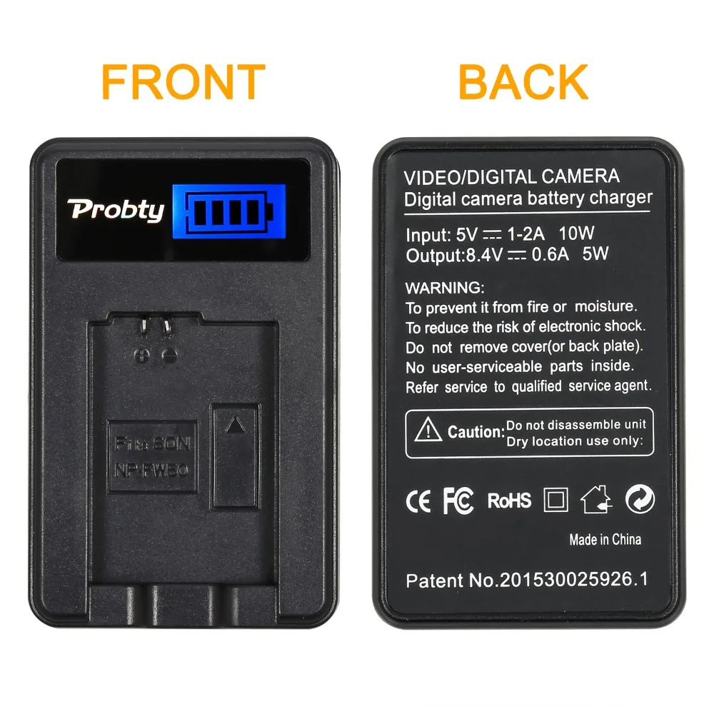 NP-FW50 NP FW50 Slim LCD Charger for Sony Alpha A6000 A6300 A6400 A6500 ZV-E10 A7 A7II A7R A7RII A7S A7SII A5000 RX10 II III Cam