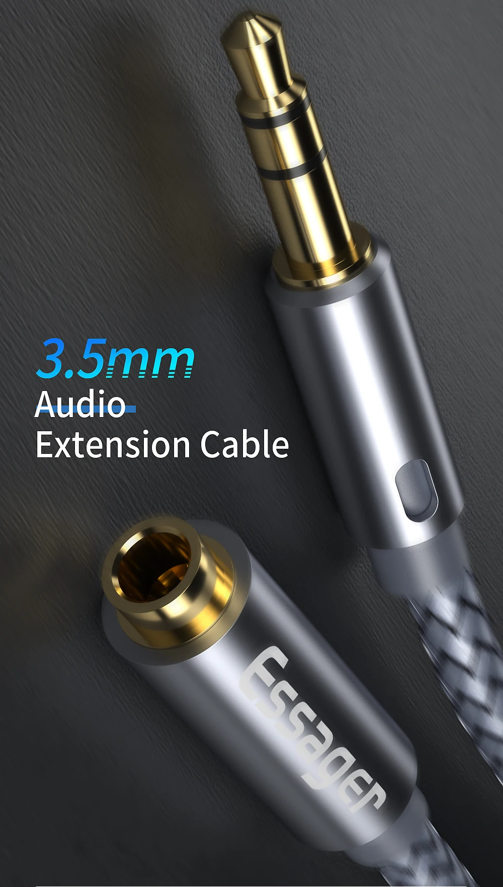 Essager Kopfhörer-Verlängerungskabel, 3,5 mm Audio-Aux-Kabel, 3,5 mm Buchse, Splitter, Lautsprecher-Verlängerungskabel für Kopfhörer-Adapter – Detail 6
