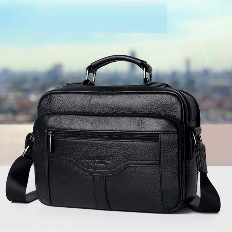 100% Genuine Leather Messenger Briefcase Cross Body Tote Bags High Quality Natural Skin Casual Men Handbag Business Shoulder Bag