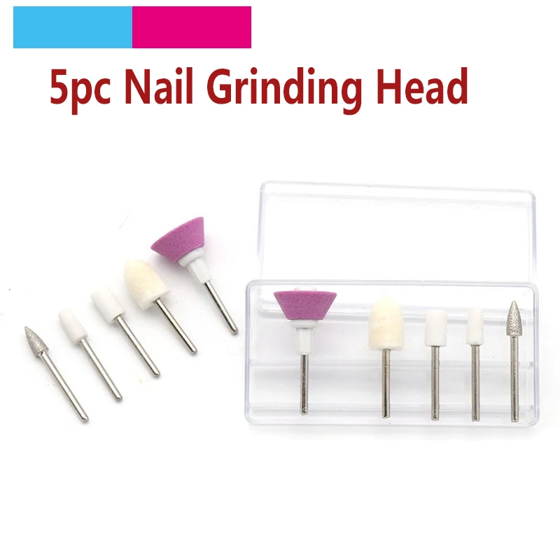 

5pc 2.35mm Shank Grinding Head Ceramic Wool Nail Drill Bit Electric Drill Manicure Pedicure Machine Tools Nail Drill Accessories