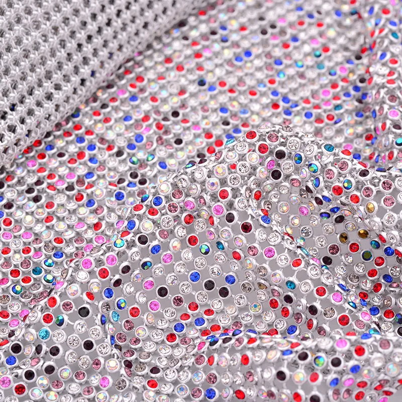 

JUNAO 45*120 см разноцветная стеклянная сетка со стразами, алюминиевая сетчатая ткань, серебряная лента со стразами, листовая металлическая отделка, платье с кристаллами «сделай сам»