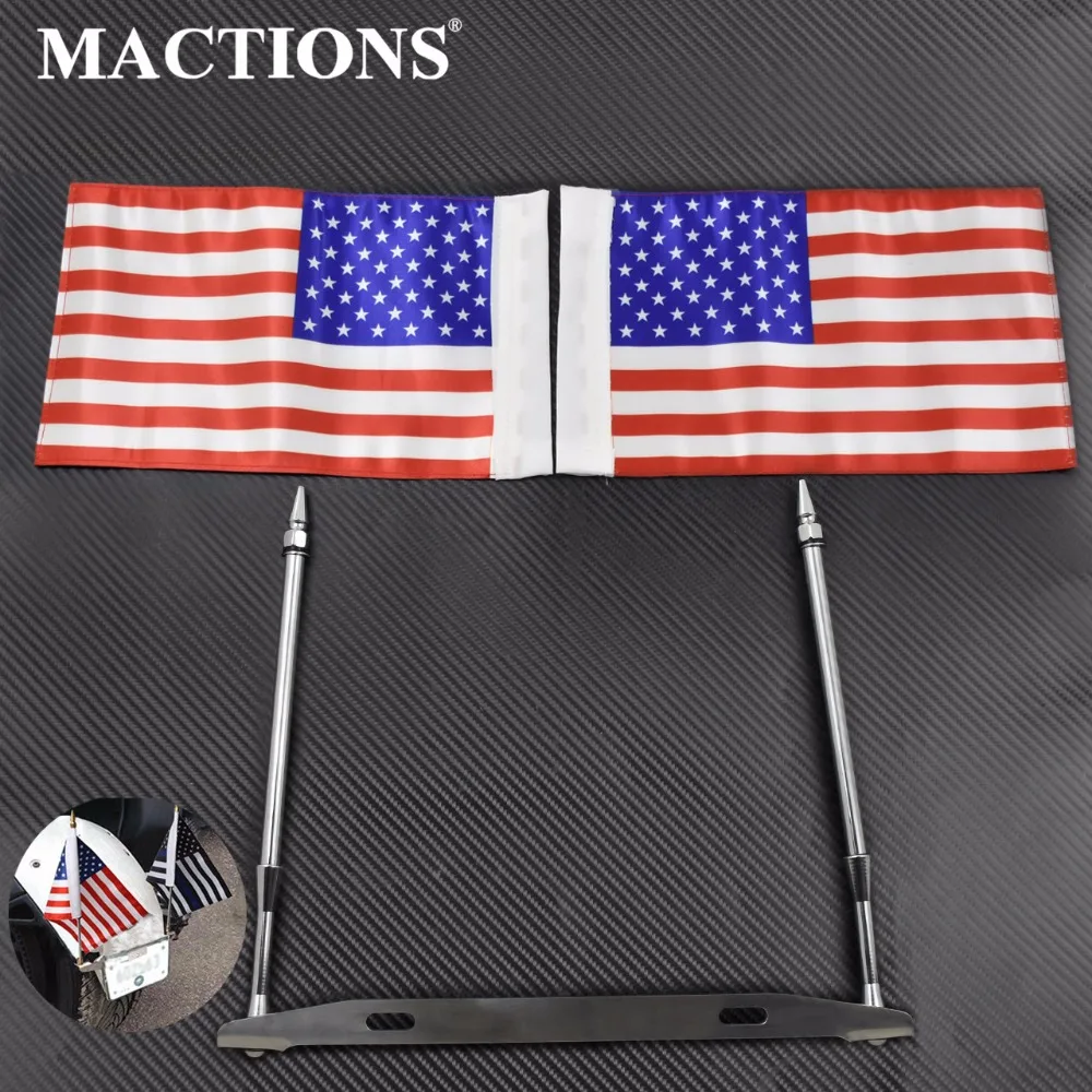 Universal Motorcycle License Plate Frame Double Pole Flags National Flags Decorative For Harley For Honda For Kawasaki