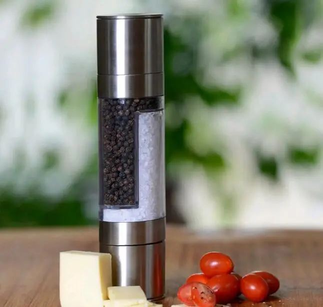 

Pepper Grinder 2 in 1 Stainless Steel Manual Salt Pepper Mill Grinder Seasoning Kitchen Tools Grinding for Cooking Restaurants