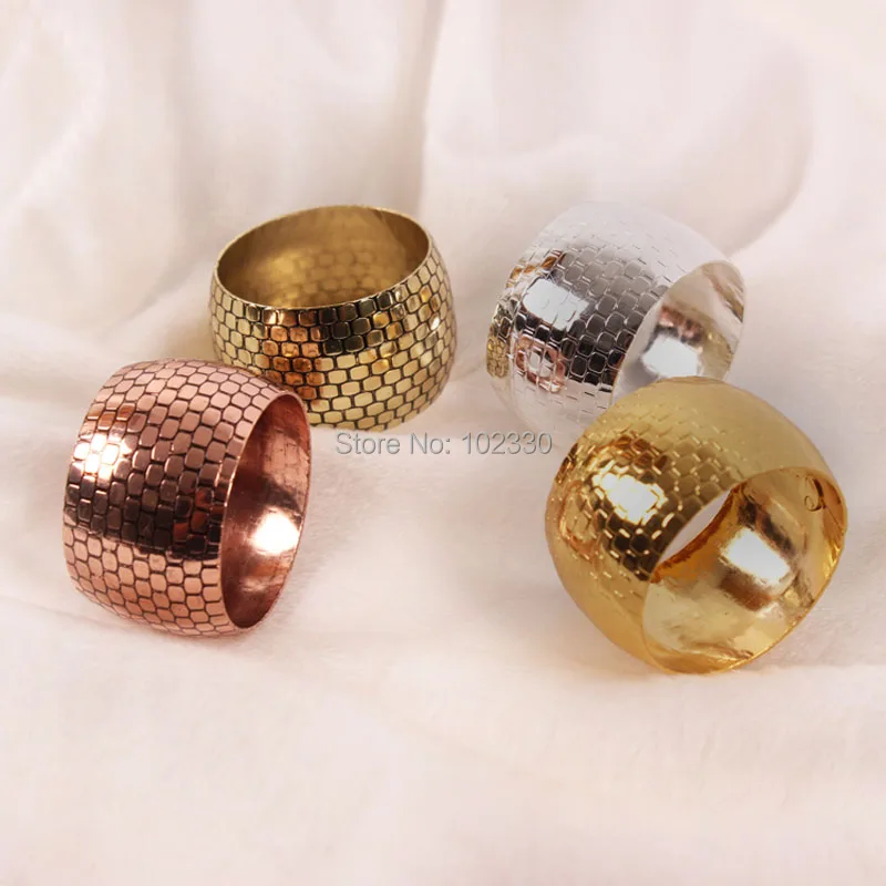 

100pcs Hotel Drum-shaped Metal Napkin Buckle Napkin Holder Rings Mouth Cloth Buckle Table Decorations