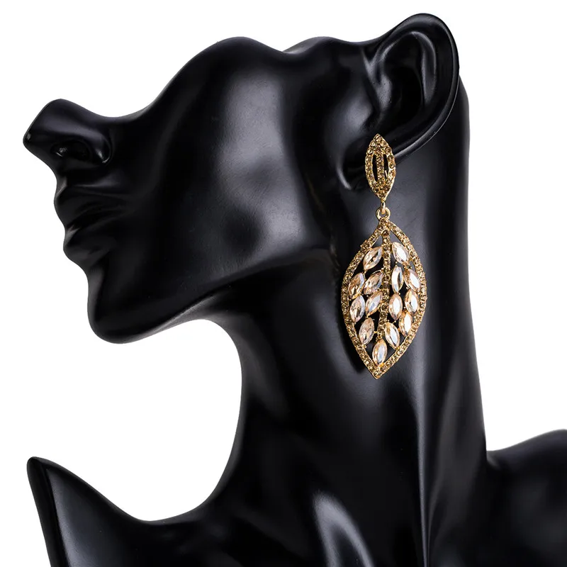 LUBOV Luxury Champagne Crystal Stone Drop Earrings Gold Color Geometric Metal Dangle Earrings Trendy Women Jewelry 2019