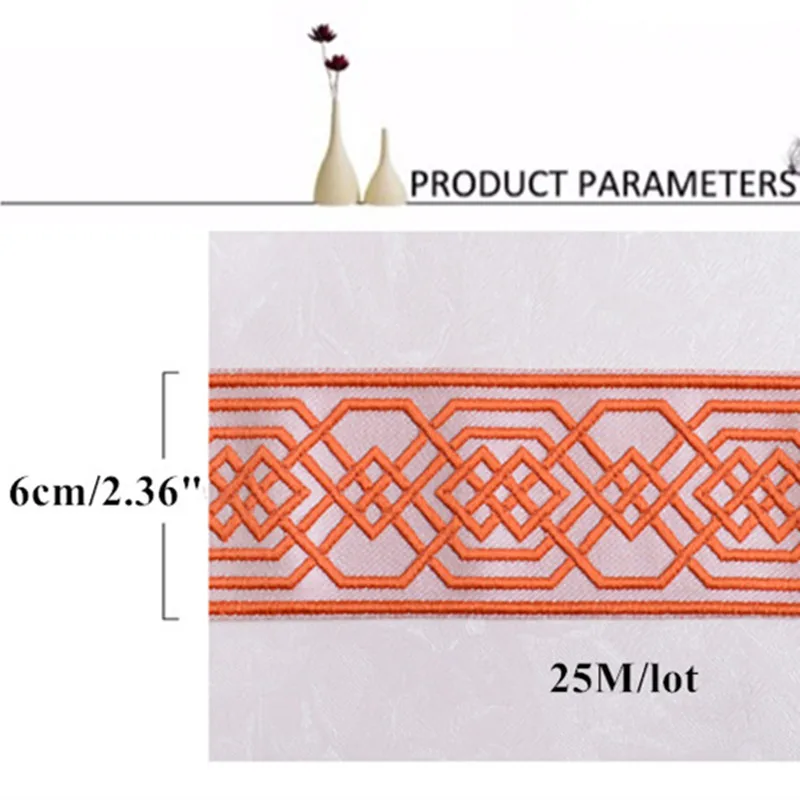 XWL 25M/Lot 6CM Wide Jacquard Curtain Lace Trims Belt Laciness Curtain Accessories DIY Sewing Sofa Cushion Lace Ribbon Trim