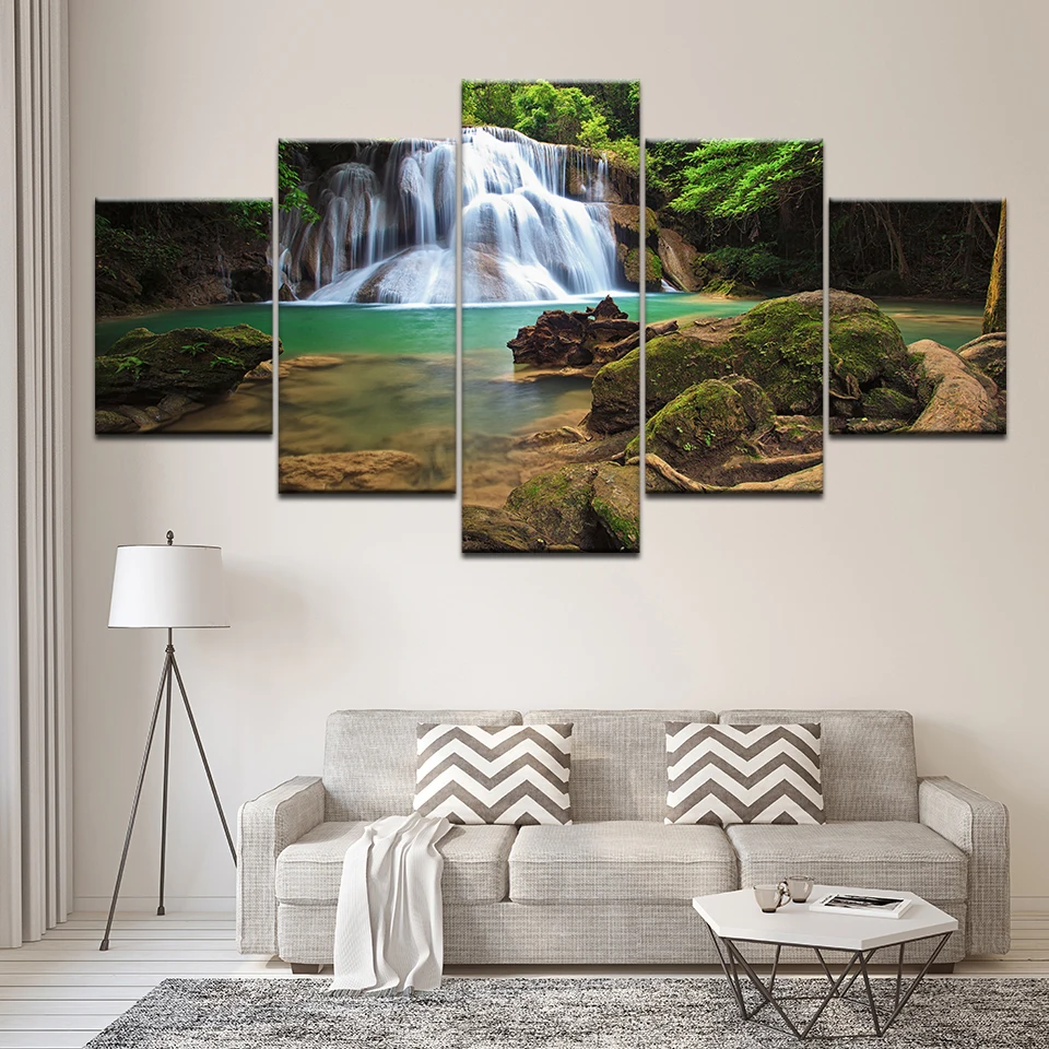 Canvas Painting landscape waterfall with crystal clear stream Wall Art Painting Modular Wallpapers Poster Print Home Decor