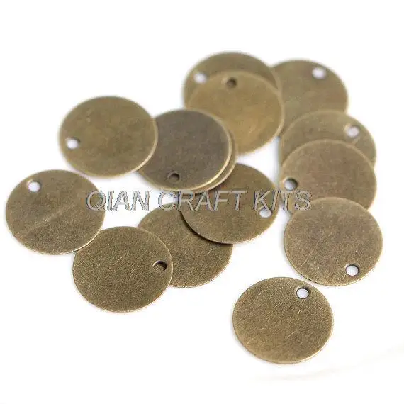 1000PCS 12mm 15mm Copper Antique Bronze Round Disc Tag Coin Drops Blank Charms Connector Lead and Nickle Free