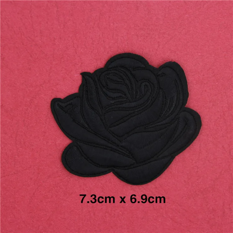 Hole Repair Red Black Rose Flower Embroidery Patches for Clothing Iron on Clothes Peony Appliques Dress Badge Stripe Sticker Diy