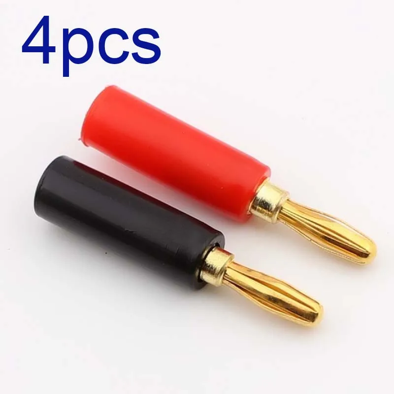 4x Gold Plated 4mm Banana Plug Connectors Adapter Speaker Wire Audio Cable NEW NEW