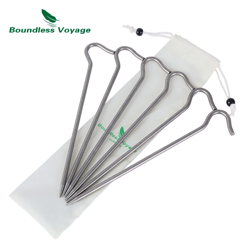Boundless Voyage Titanium Tent Pegs Camping Tent Nails Ultralight 20cm/16.5cm Tent Stakes Portable Outdoor Canopy Grass Hardware
