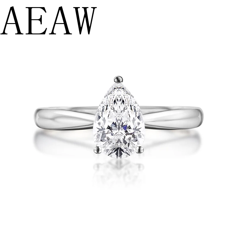 

AEAW 0.5ct Pear Cut Forever Brilliant CVD HPHT Lab Diamond 14k White Gold Engagement Ring Wedding Bridal Ring For Women NO IGI