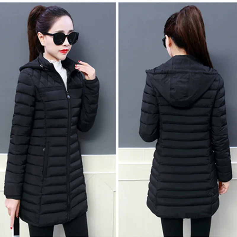 winter jacket women 2024 female coat Hooded Slim Outwear woman long parka  Cotton Padded