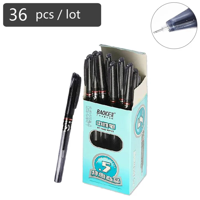 36pcs 0.5mm Black Gel Pen  Lot Neutral Pen Sketch Drawing Pen For Office School Student Stationery Art Supplies