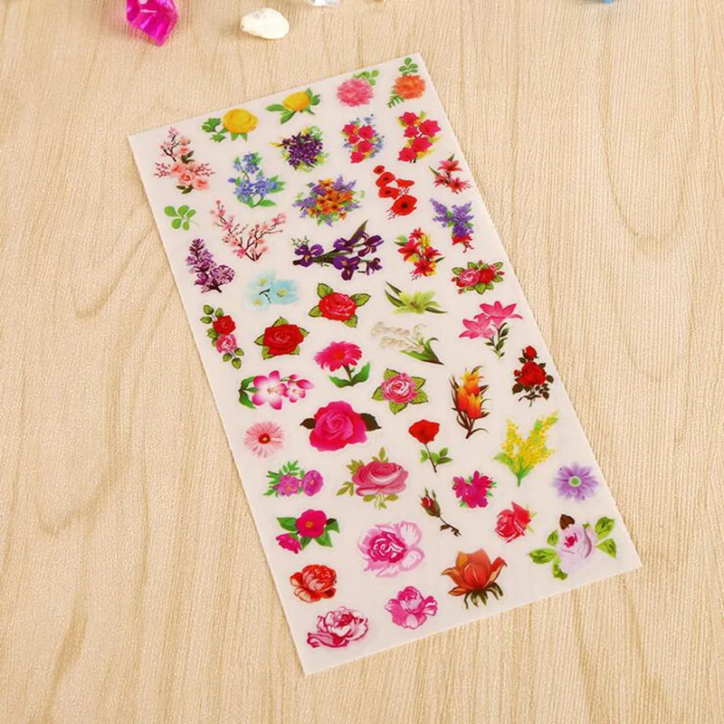 6 Folhas/Lote New Flower Sea Pvc Stickers Pocket Diary Decorative Transparent Stickers Diy Children Stationery Stickers