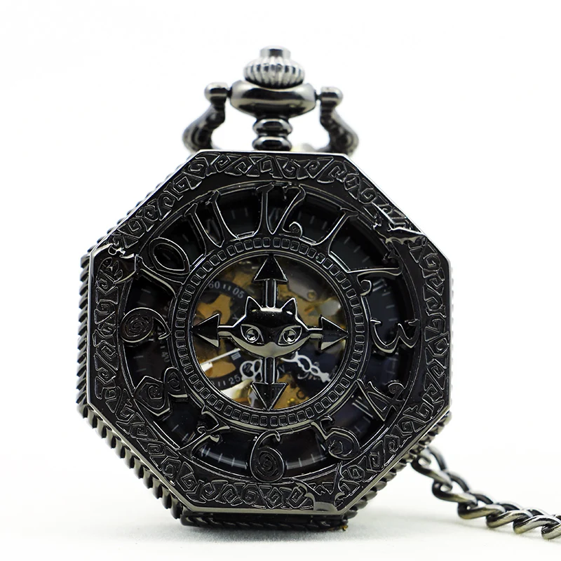 

10pcs/lot 1145 Hexagon Arabic Numbers Pocket Watch Men Mechanical Hand Winding Analog Fashion Pocket Watch Gift