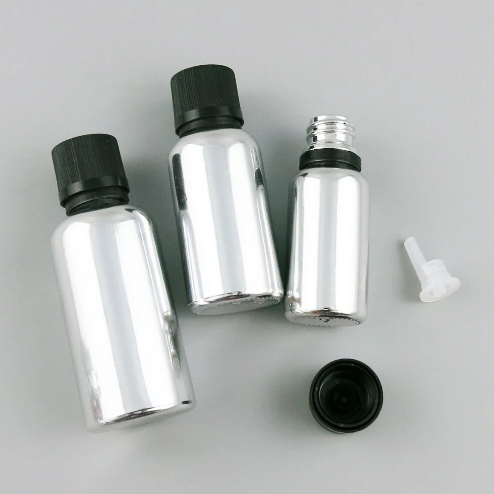 360 x 5ml 10ml 20ml 30ml 50ml 100mlEssential Oil Silver Plating Glass Bottle With Plastic Cap for Liquid Reagent Pipette Lock