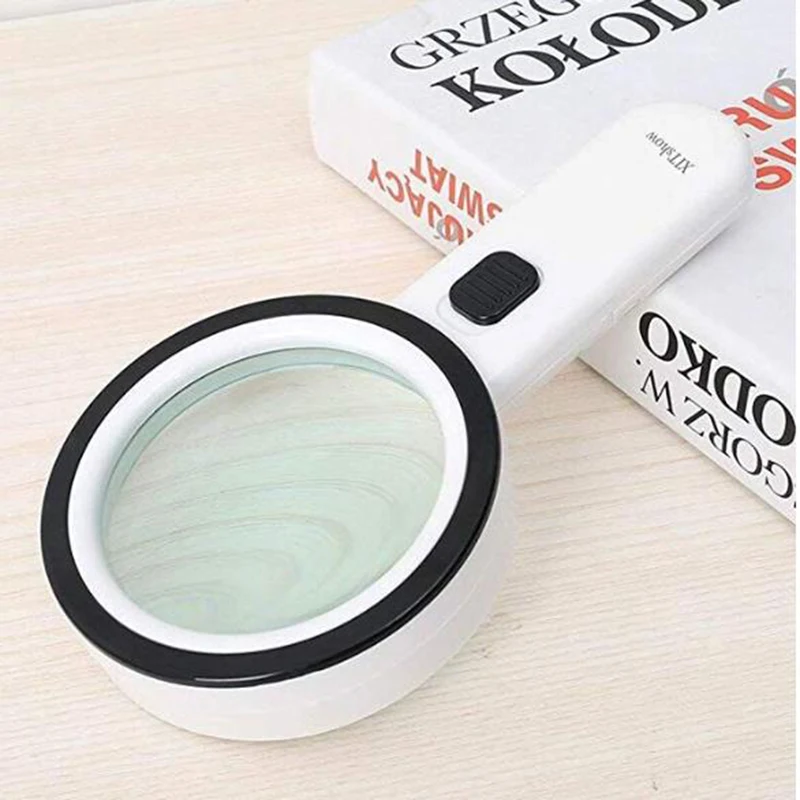 Gorelax 30X Magnifying Glass with 12 Leds Light, Handheld Magnifier With Large Double Lens Glass Magnifier for Seniors Reading