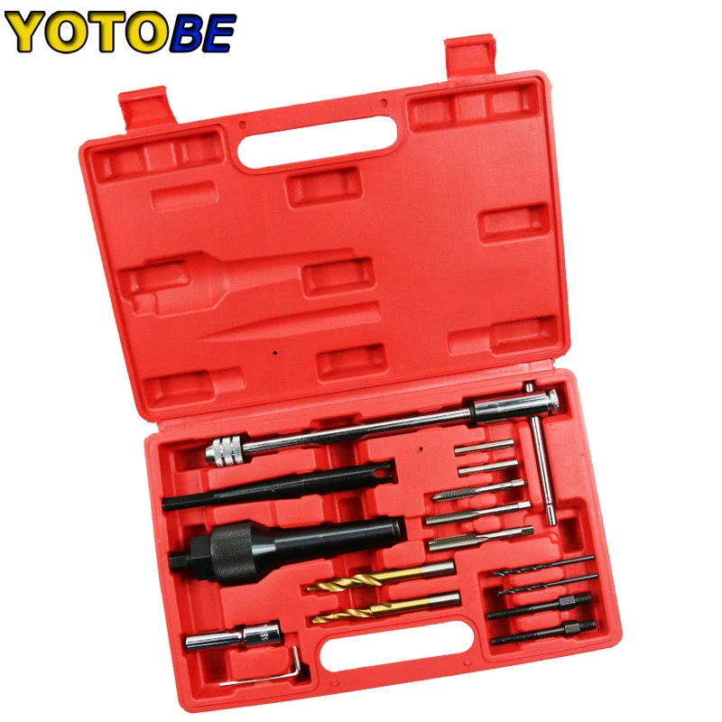 16pcs Damaged Glow Plug Removal Remover Thread Repair Car Garage Tool Kit Set