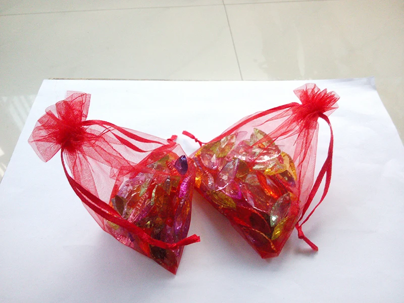 200pcs 11*16 Red gift bags for jewelry/wedding/christmas/birthday Organza Bags with handles Packaging Yarn bag