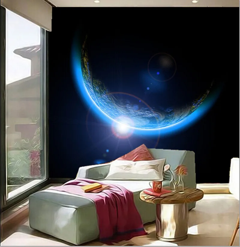 

Custom 3D large mural,Planets Earth Space 3D papel de parede,living room TV wall bedroom wallpaper