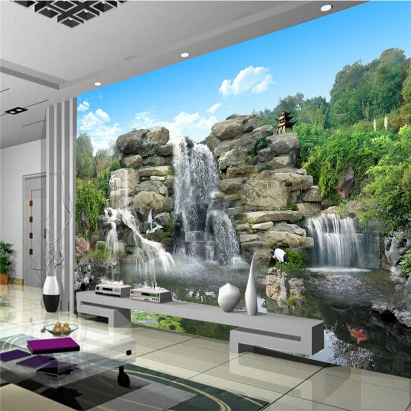 

beibehang wall murals wall stickers rockery waterfalls water production video wall papel de parede wallpaper for walls 3 d