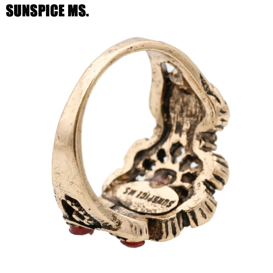 SUNSPICE MS. Turkey Rings For Women Hollow Vintage Wedding Ring Jewelry Ancient Gold Color Colorful Resin Stone Anillos Mujer