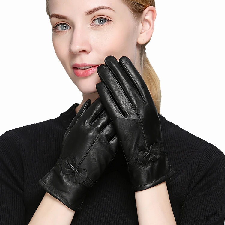 2021  women\'s genuine leather gloves  sheepskin gloves  fashion female windproof gloves autumn and winter mittnes