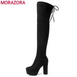 Size 34-43 New 2024 Over the Knee Boots Women Faux Suede Thigh High Boots Platform Stretch Slim Sexy Ladies Women's Winter Boots