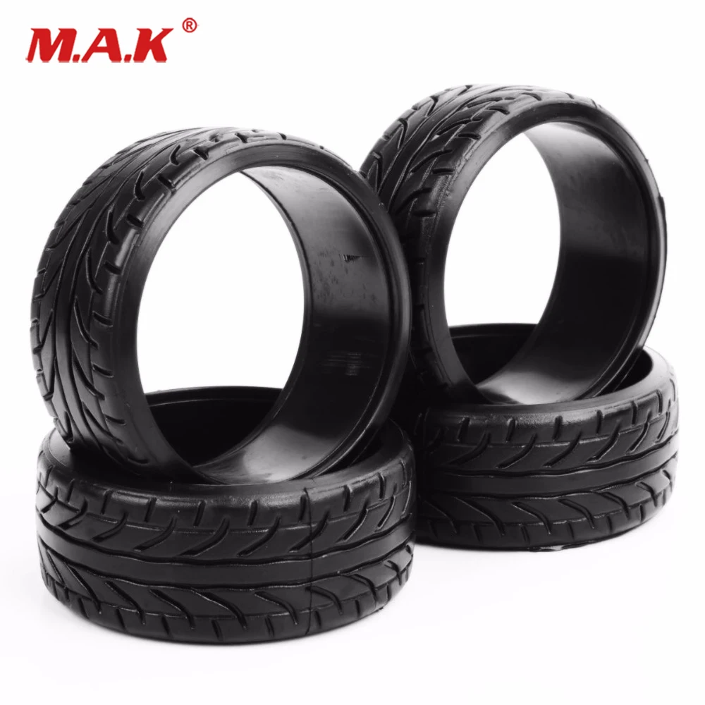 1:10 Scale 4Pcs Rubber Flat Drift Tires Flat Racing Drift Tires 4Pcs Set RC On- Road Tyre For HPI Car HSP PP0292