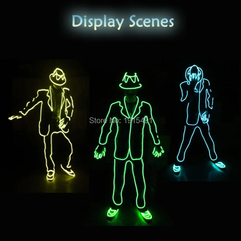 10 Colors Choice Neon Led Strip Matchstick Handsome Person Diy Evening Performance Costume EL Wire Cold Light Illuminate Clothes