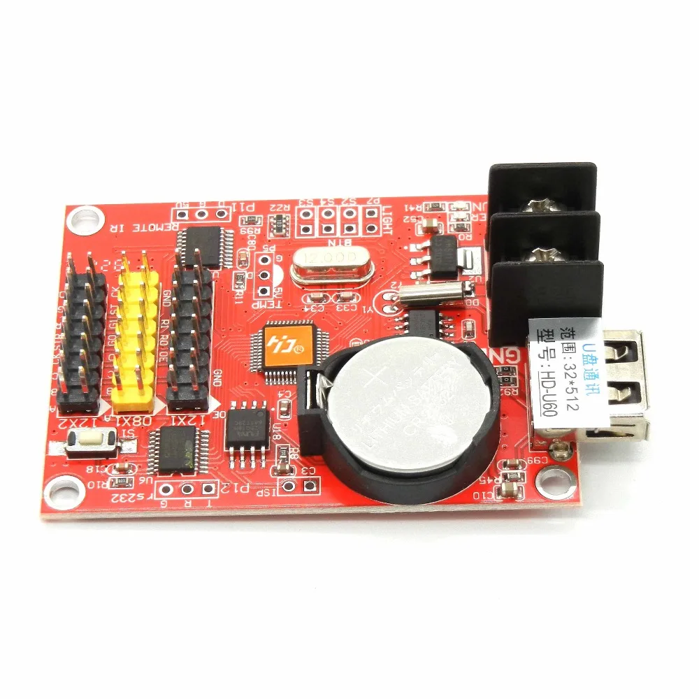 HD-U60 USB Led Control Card U-disk Led Screen Controller 512*32 Pixels Wireless For P10 Scrolling Message Display Sign Board