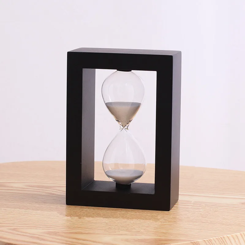 Square Wooden Timer Clock Sandglass 30 Minute Sand Hourglass Dining&Barbecue Countdown Timing Home Decoration Reloj De Arena