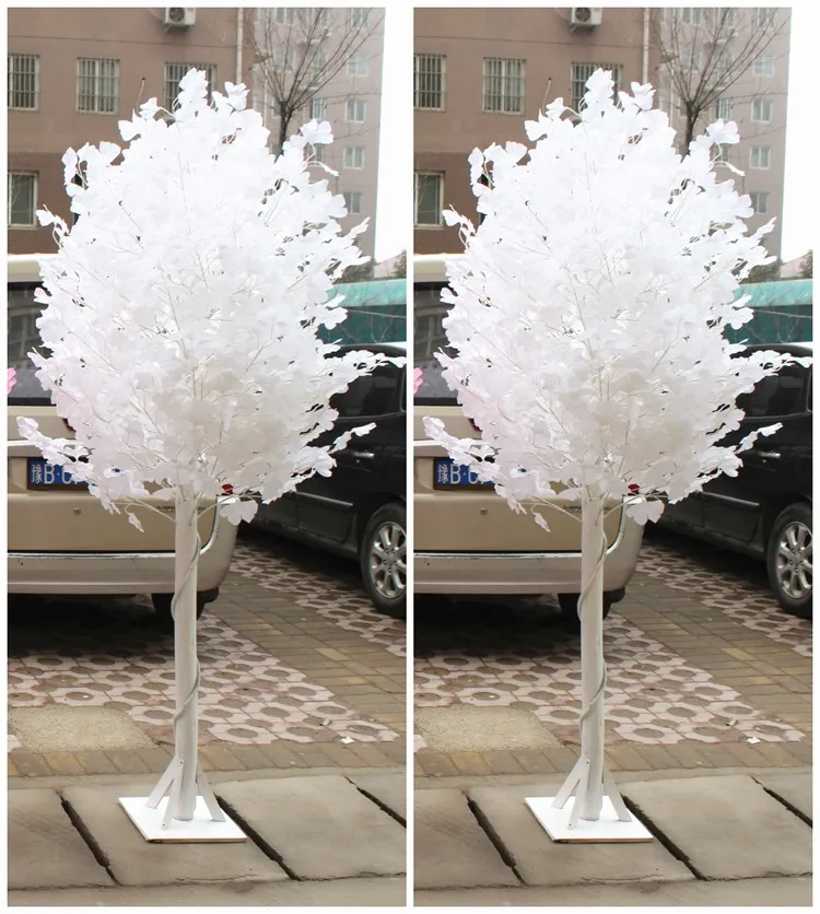 1.5M 5feet Height White Artificial Ginkgo Biloba Leaf Maidenhair Trees Roman Columns Road Cited For Wedding Mall Opened Props