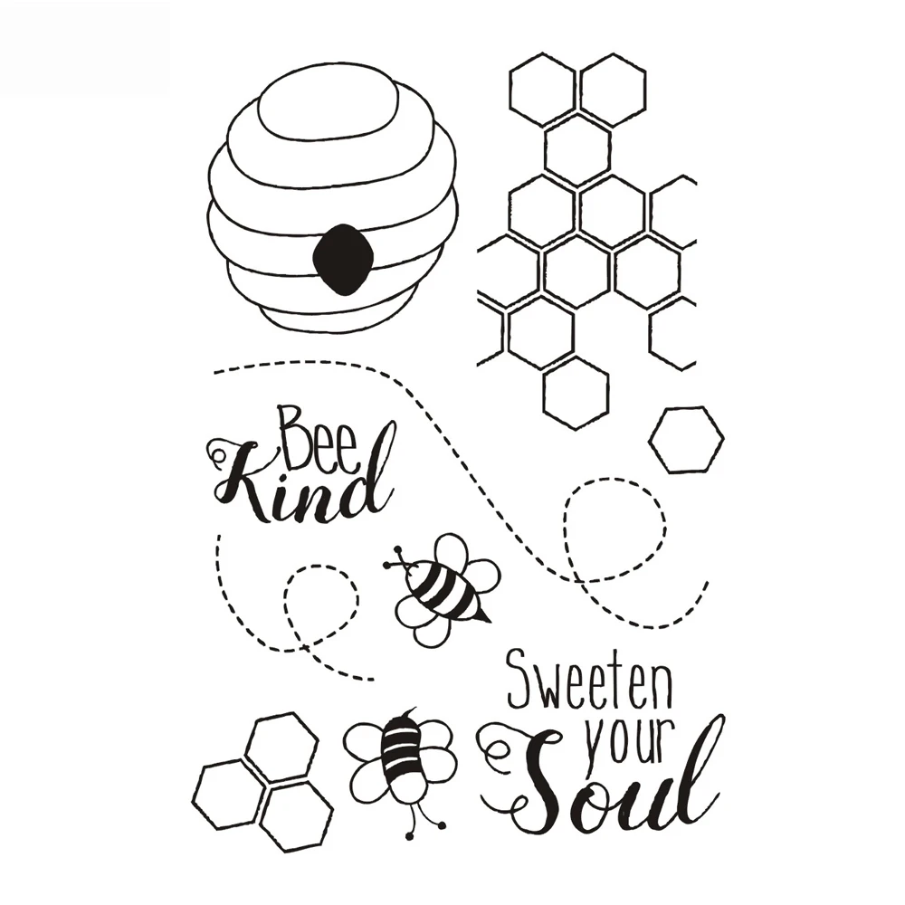 Bees and Hive Transparent Clear Silicone Stamp, Seal for DIY Scrapbooking, Photo Album, Decorative Clear Stamp