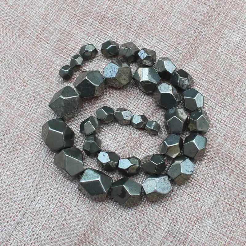 Natural Pyrite Freeform Faceted Gradua Beads 7-17mm 15inch,For DIY Jewelry Making !We provide mixed wholesale for all items!