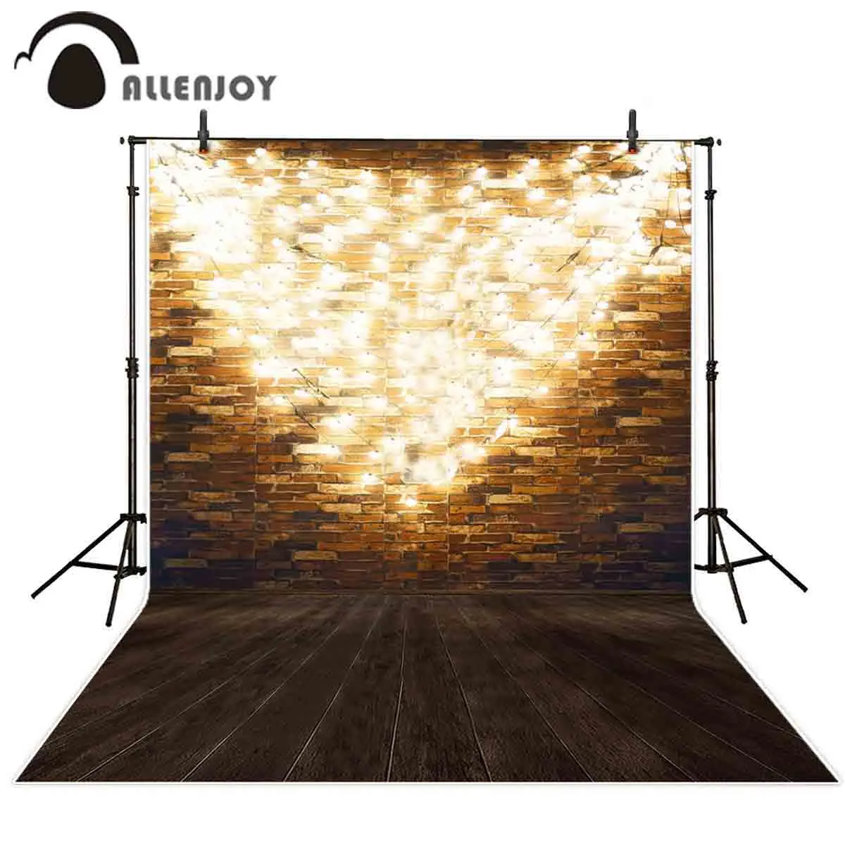 

Allenjoy background photography brick wall light wooden floor wedding photocall backdrops photobooth decoration studio props