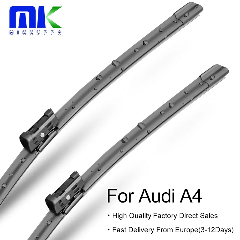 Mikkuppa Wiper Blades for Audi A4 B5 / B6 / B7 / B8 / B9 Hook / Latch / Slider / Push Button Arms Model Year from 1995 to 2018