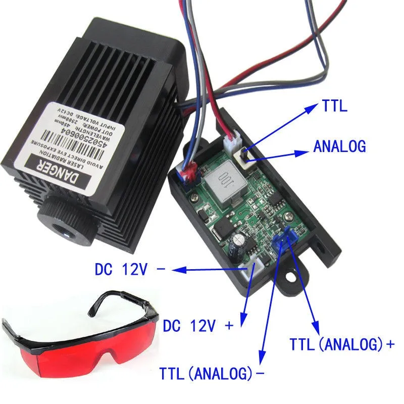 High Power 2500MW  2.5W Laser Module 445-450nm Blue Laser Head Laser Engraving for DIY CNC Laser Engraver Machine