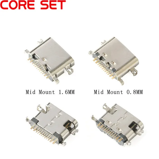 10 sztuk USB-3.1 SMT USB złącze typu C poziome Mid Mount 16P kobieta 1.6mm przez płytę 0.8mm dla przejściówka do ładowarki DIY t