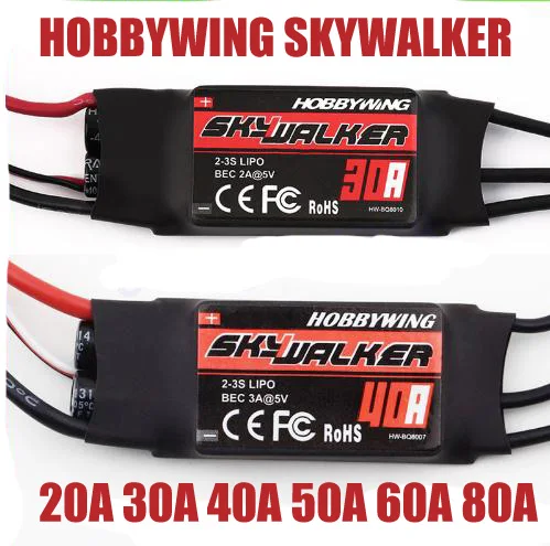 Hobbywing Skywalker 20A 30A 40A 50A 60A 80A ESC Speed Controler With UBEC For RC FPV Quadcopter Airplanes Helicopter