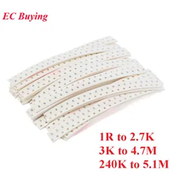 1000pcs/420pcs 0805 SMD Resistor Resistance Assorted Kit 5% Sample Kit 240K ~5.1M 1% 3K ~ 4.7M 1% 1R ~ 2.7K Electronic Component
