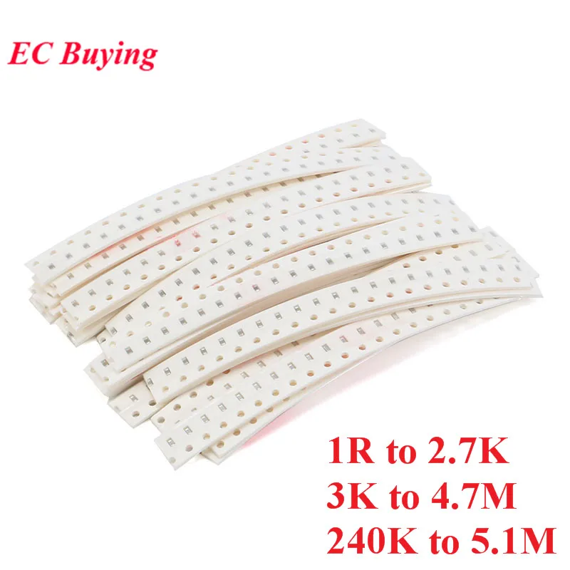 Zestaw Rezystorów SMD 0805 1000szt./420szt. 5% Zestaw Próbkowy 240K ~5.1M 1% 3K ~ 4.7M 1% 1R ~ 2.7K Komponenty Elektroniczne