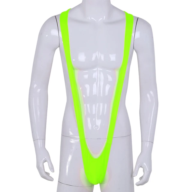 DPOIS Sexy Mankini Men One Piece Swimsuit Over Shoulder Crotch Thong V Shape Mens Beach Wear Swimwear G String Thongs