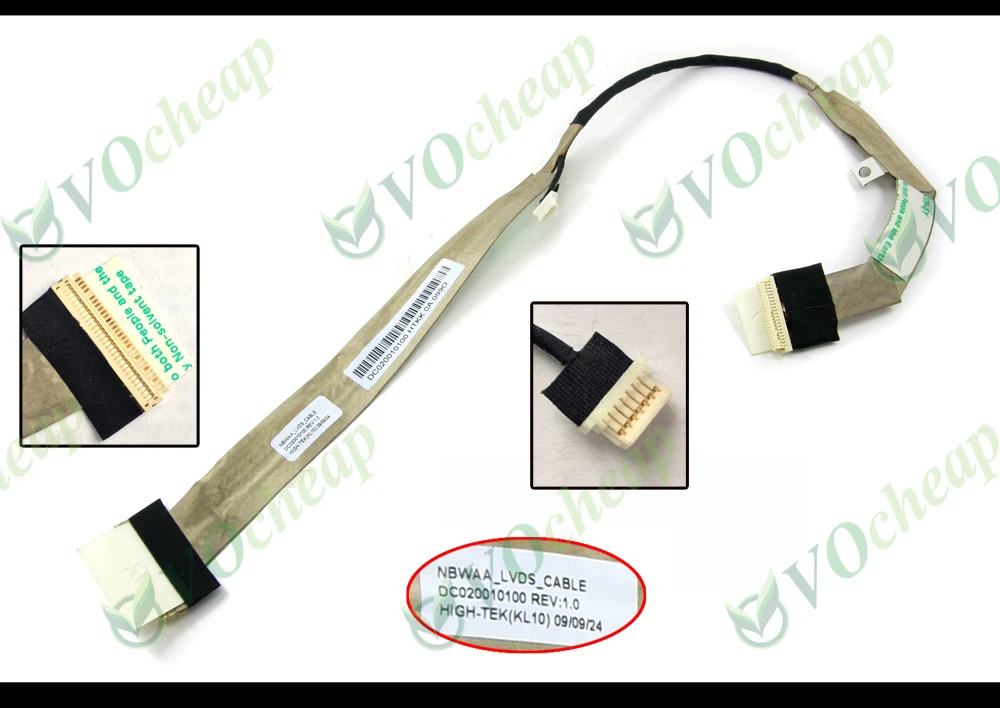 Genuine Cabo LCD para Toshiba Satellite, One Channel, Video Flex Cable, DC020010100, L455D, S5976, L455, A350, A355, 15.6 ", Novo