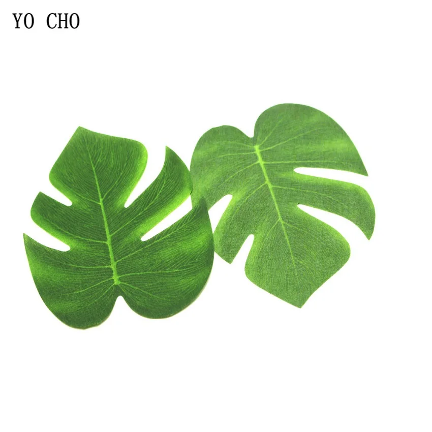 YO CHO 7pcs Artificial Green Plants Monstera Deliciosa Turtle Leaf Hawaii Party Artificial Leaves Beach Theme Home Decoration