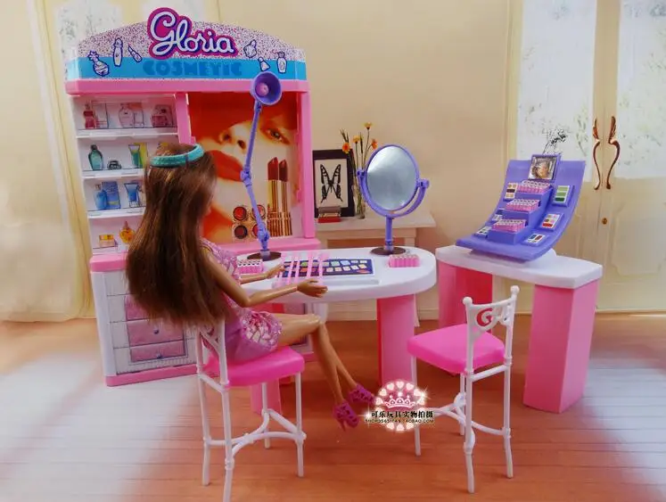 for beauty salon for barbie makeup bjd doll toiletry dress up set home dream house furniture doll accessories toy