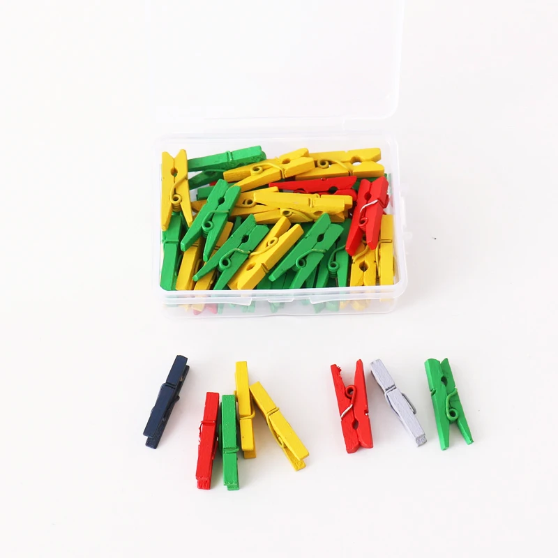 TUTU Beautiful Design Mini Color Wooden Clips Decorations Paper Photo Spring Clips For Message Cards Office Supply H0296